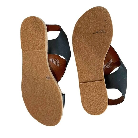 NWOT LUCKY BRAND DEVYN BLACK LEATHER T-STRAP SANDALS - 10 - Picture 5 of 9